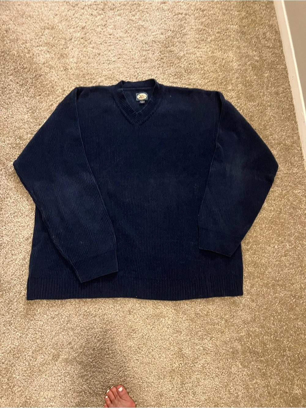Tommy Bahama navy chenille mens‎ V-neck relaxed fit pullover XXL